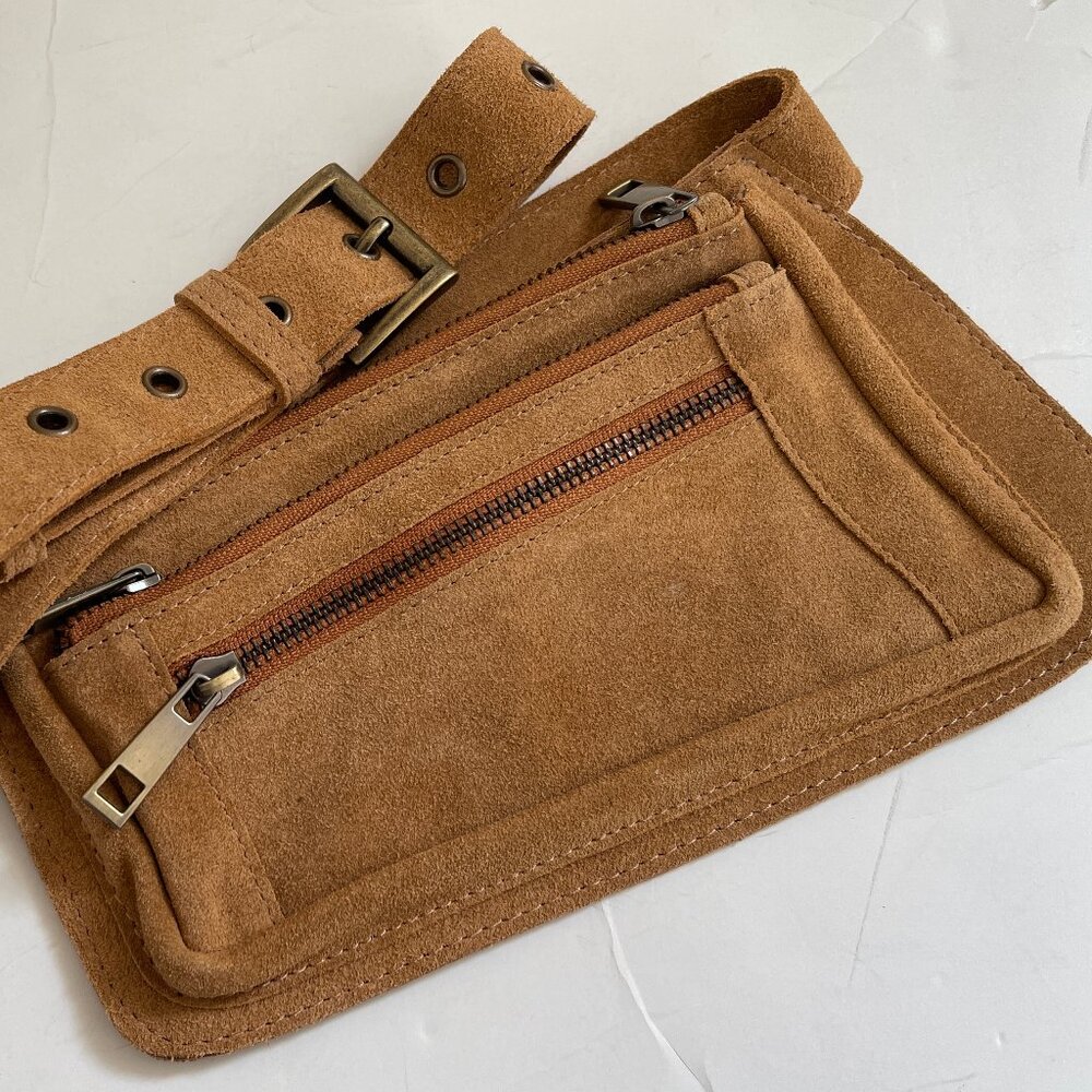 FREE PEOPLE "Avalon" Suede Leather Swing Bag in Caramel is New w/o Tags! - Picture 2 of 13